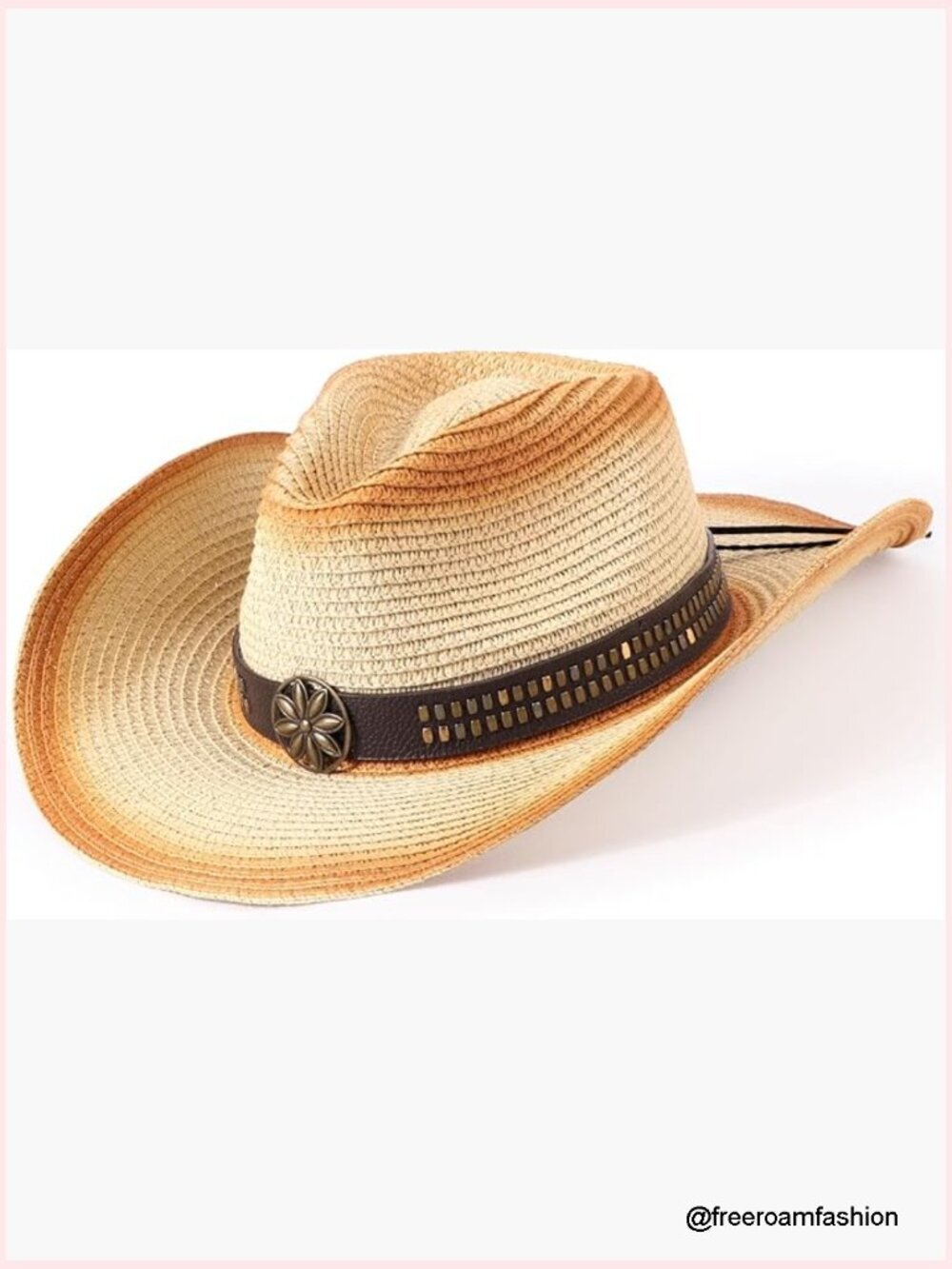 Straw Cowboy Hat with Shapeable Brim Unisex Beach Roll Up Sun Hat